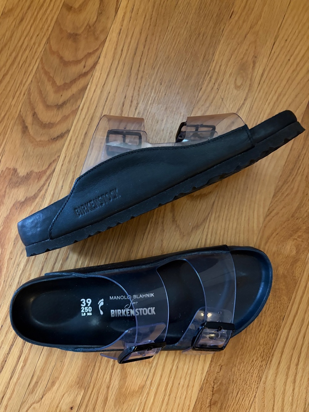 Manolo Blahnik x Birkenstock Arizona PVC Transparent Sandals Size 8 - 8.5 - Picture 5 of 13